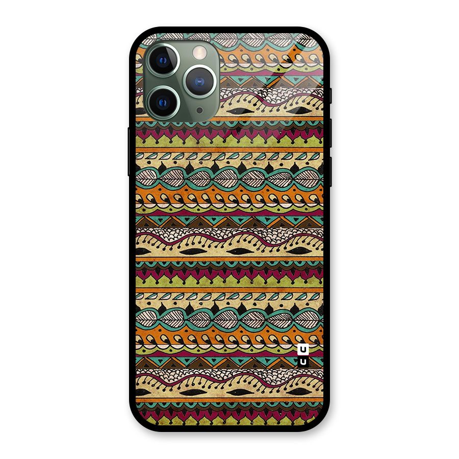 Bohemian Style Aztec Art Glass Back Case for iPhone 11 Pro