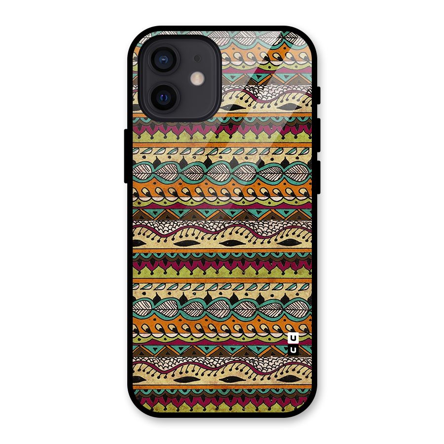 Bohemian Style Aztec Art Glass Back Case for iPhone 12