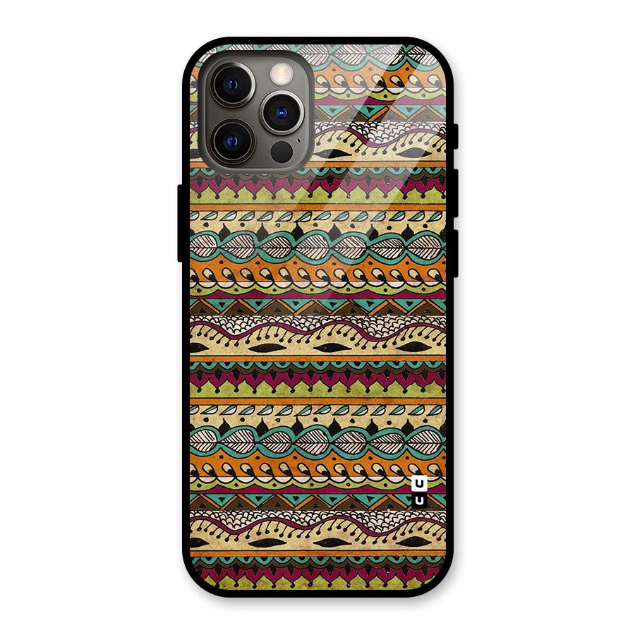 Bohemian Style Aztec Art Glass Back Case for iPhone 12 Pro