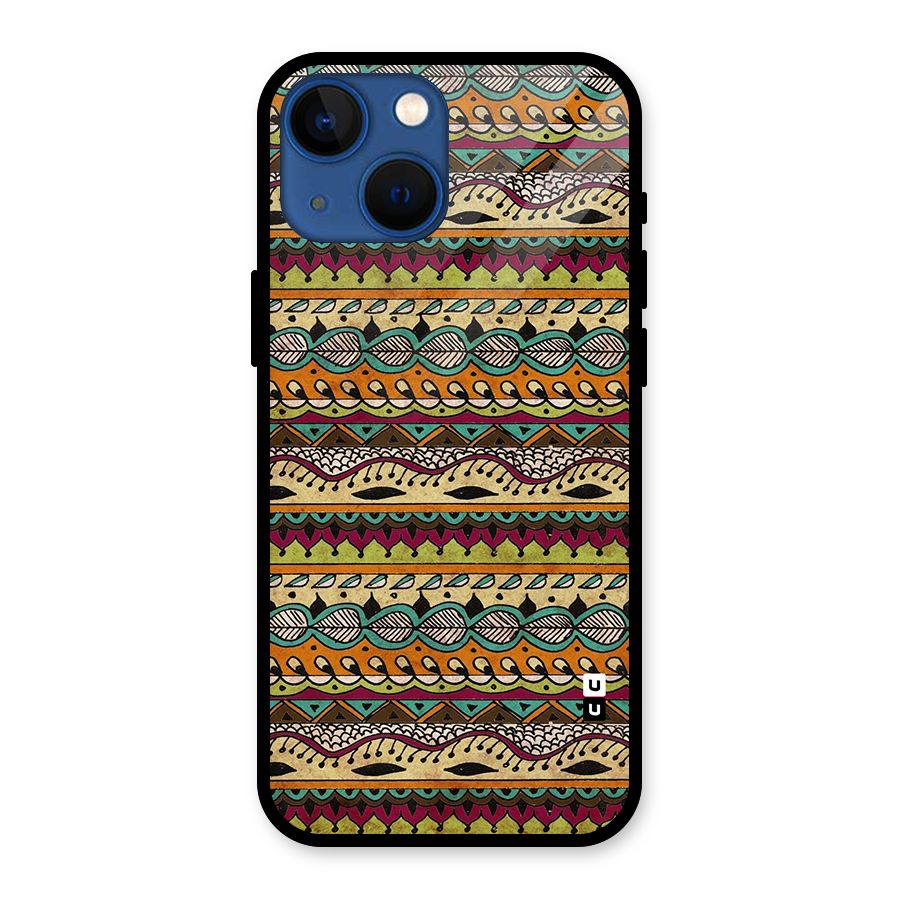 Bohemian Style Aztec Art Glass Back Case for iPhone 13 Mini