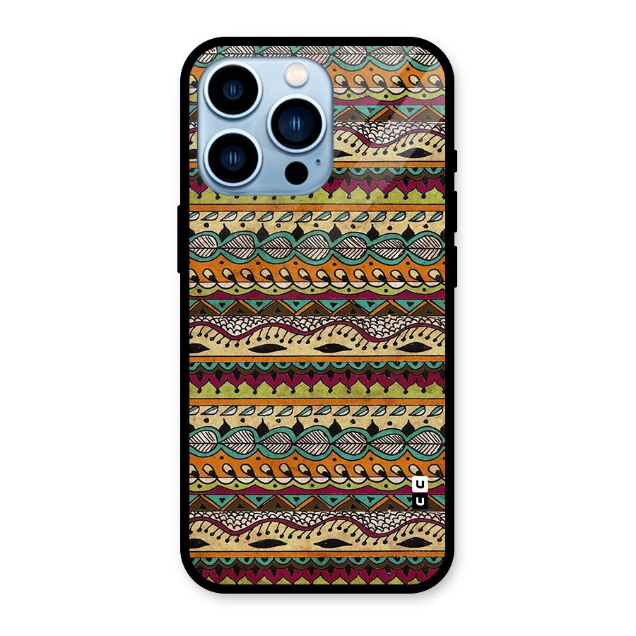 Bohemian Style Aztec Art Glass Back Case for iPhone 13 Pro