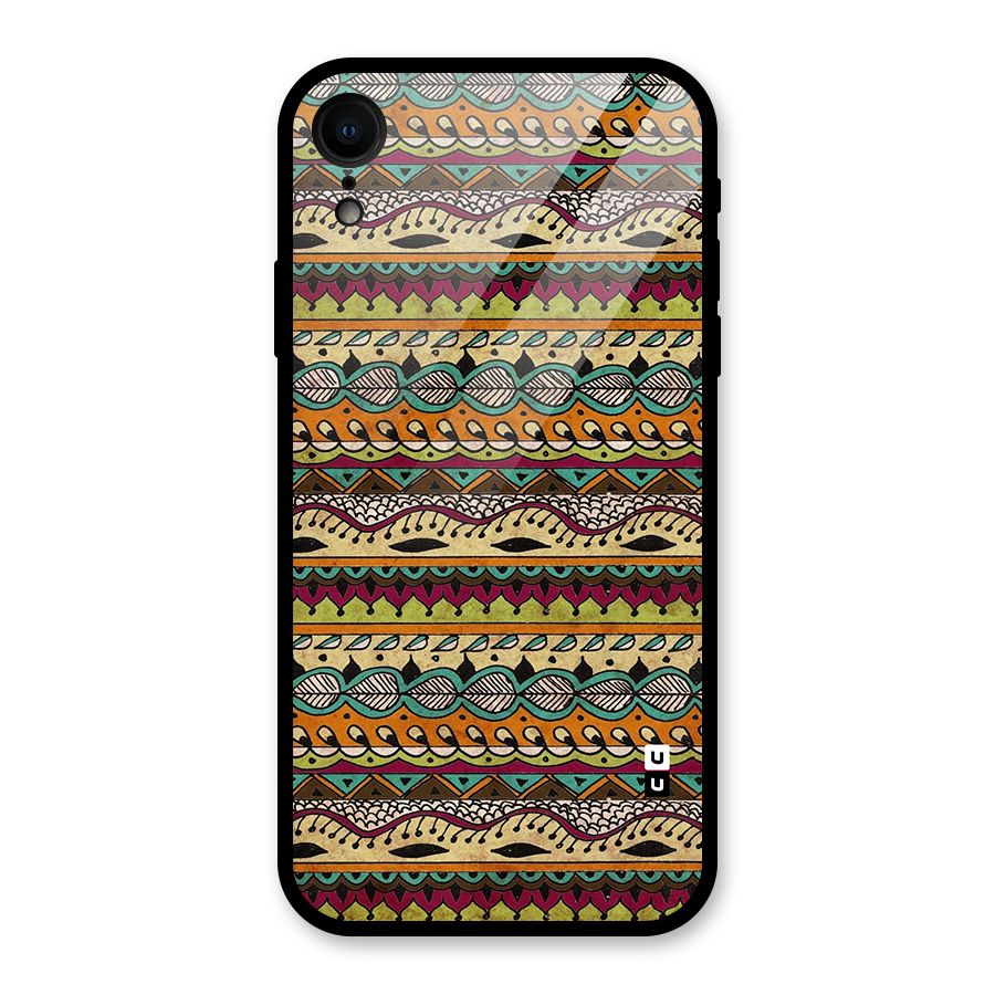 Bohemian Style Aztec Art Glass Back Case for iPhone XR