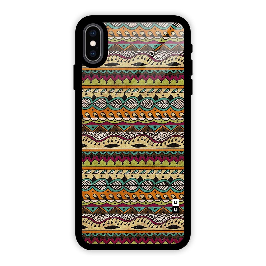 Bohemian Style Aztec Art Glass Back Case for iPhone XS Max