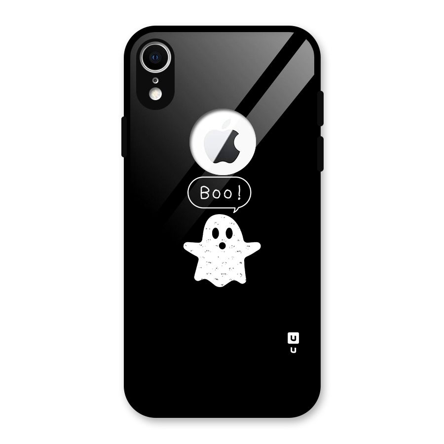 Boo Cute Ghost Glass Back Case for iPhone XR Logo Cut