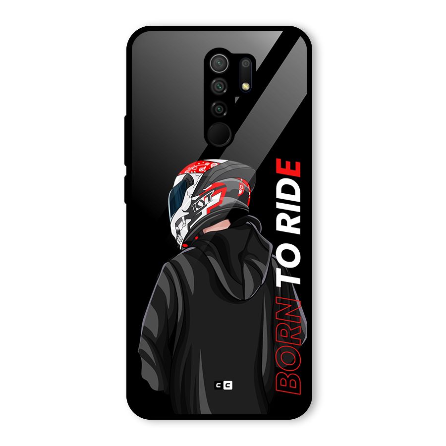 Born To Ride Glass Back Case for Redmi 9 Prime