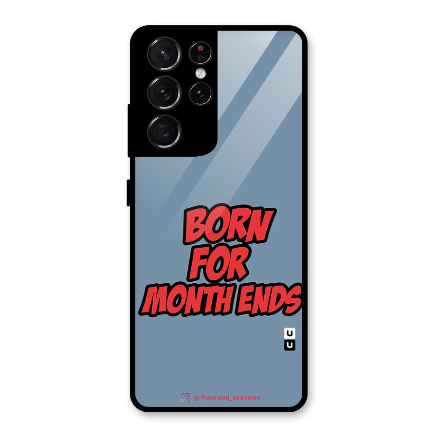 Born for Month Ends SteelBlue Glass Back Case for Galaxy S21 Ultra 5G