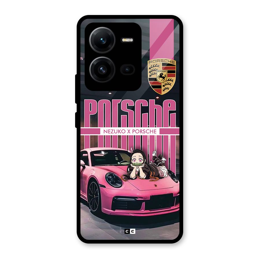 Bubble Race Car Glass Back Case for Vivo V25