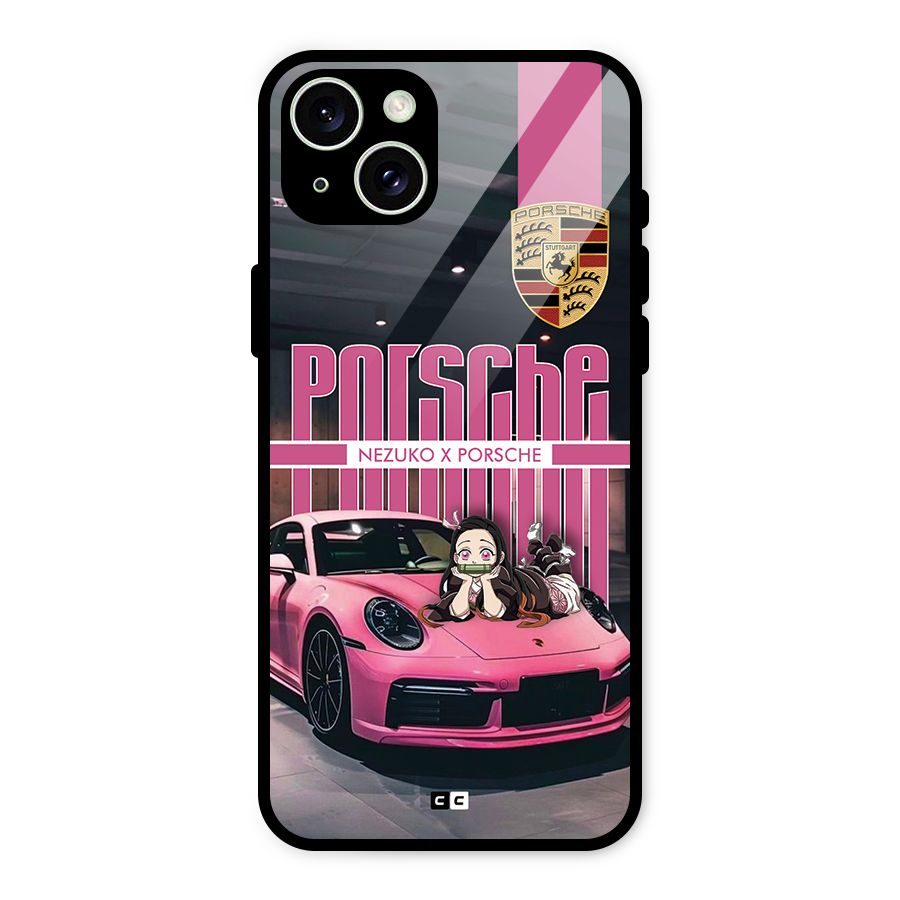 Bubble Race Car Glass Back Case for iPhone 15 Plus