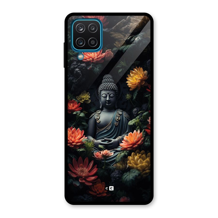 Buddha With Flower Glass Back Case for Galaxy A12