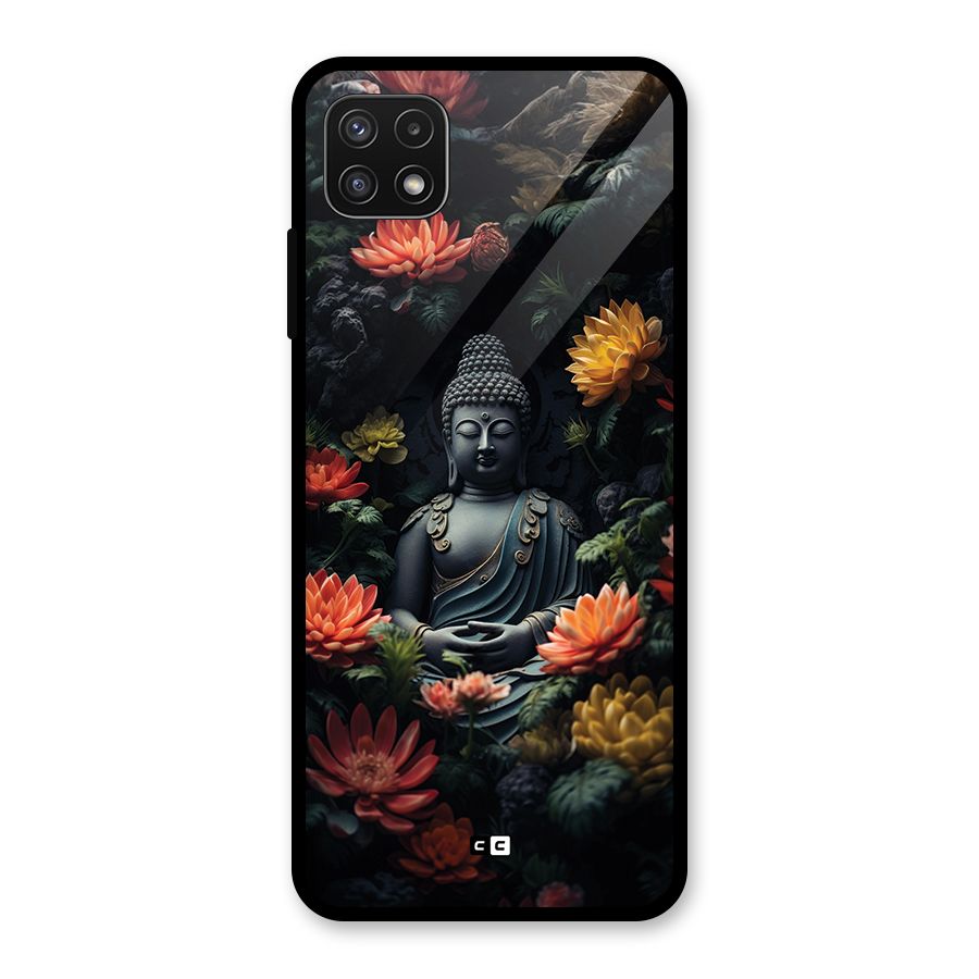 Buddha With Flower Glass Back Case for Galaxy A22 5G