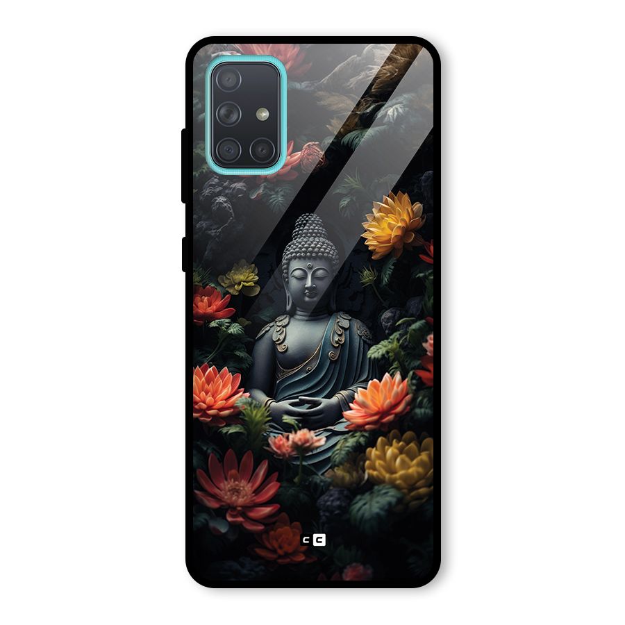 Buddha With Flower Glass Back Case for Galaxy A71