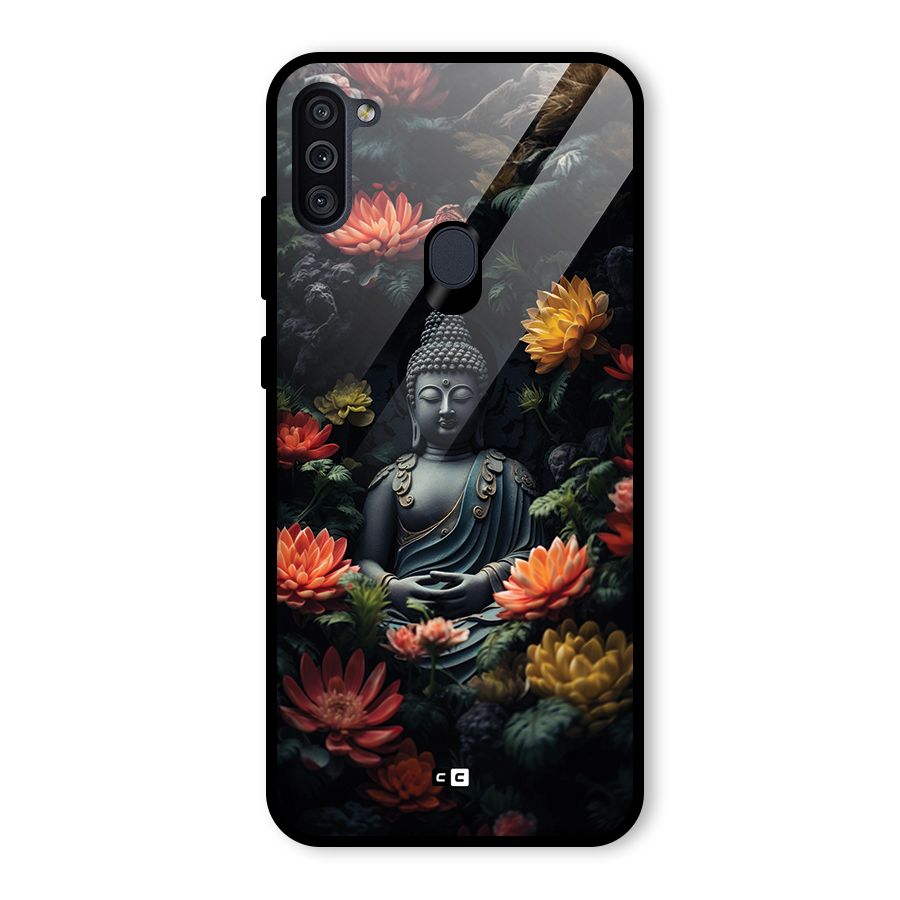 Buddha With Flower Glass Back Case for Galaxy M11