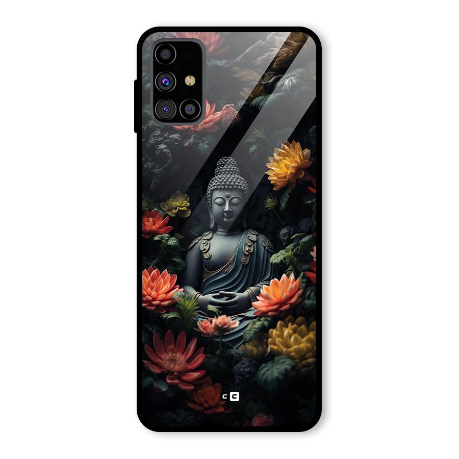 Buddha With Flower Glass Back Case for Galaxy M31s