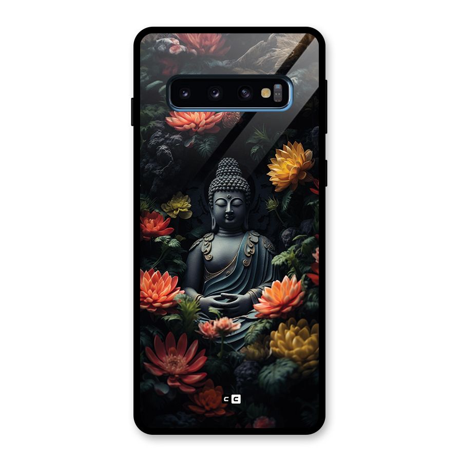 Buddha With Flower Glass Back Case for Galaxy S10