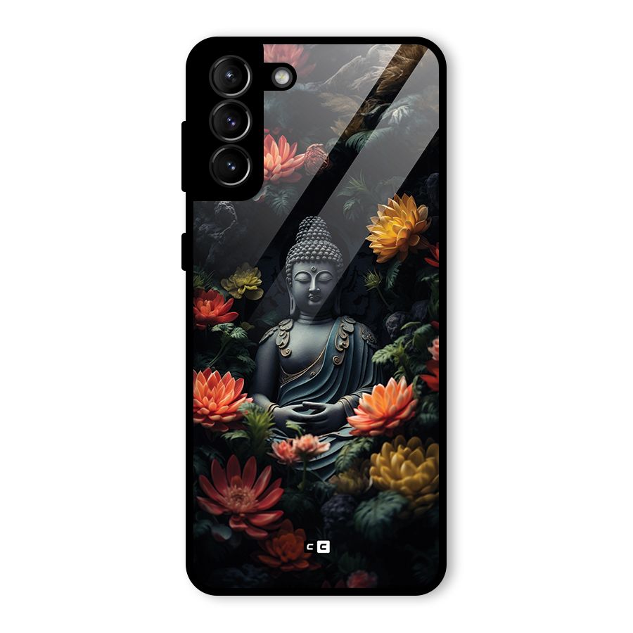 Buddha With Flower Glass Back Case for Galaxy S21 Plus
