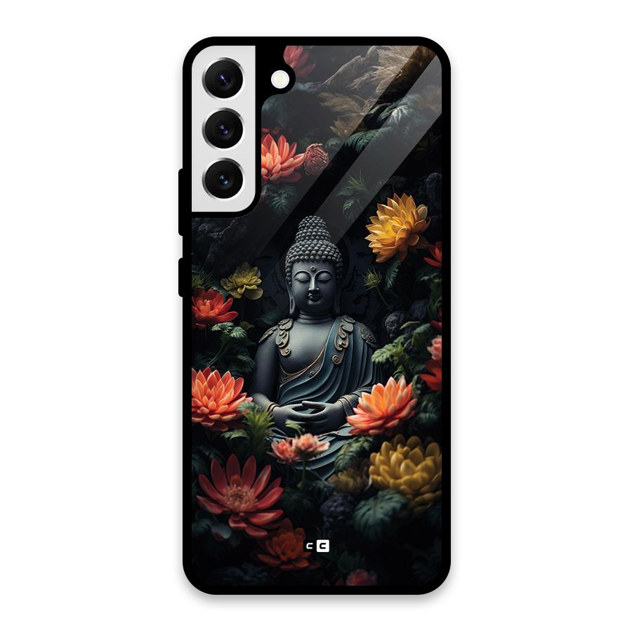 Buddha With Flower Glass Back Case for Galaxy S22 Plus 5G