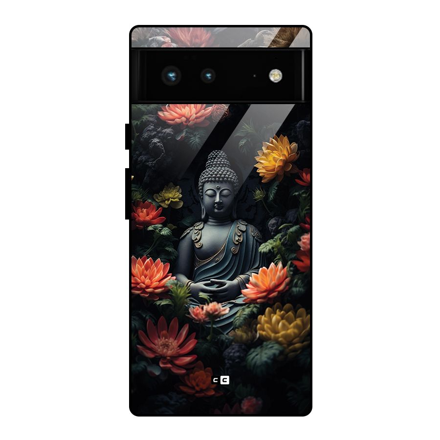Buddha With Flower Glass Back Case for Google Pixel 6