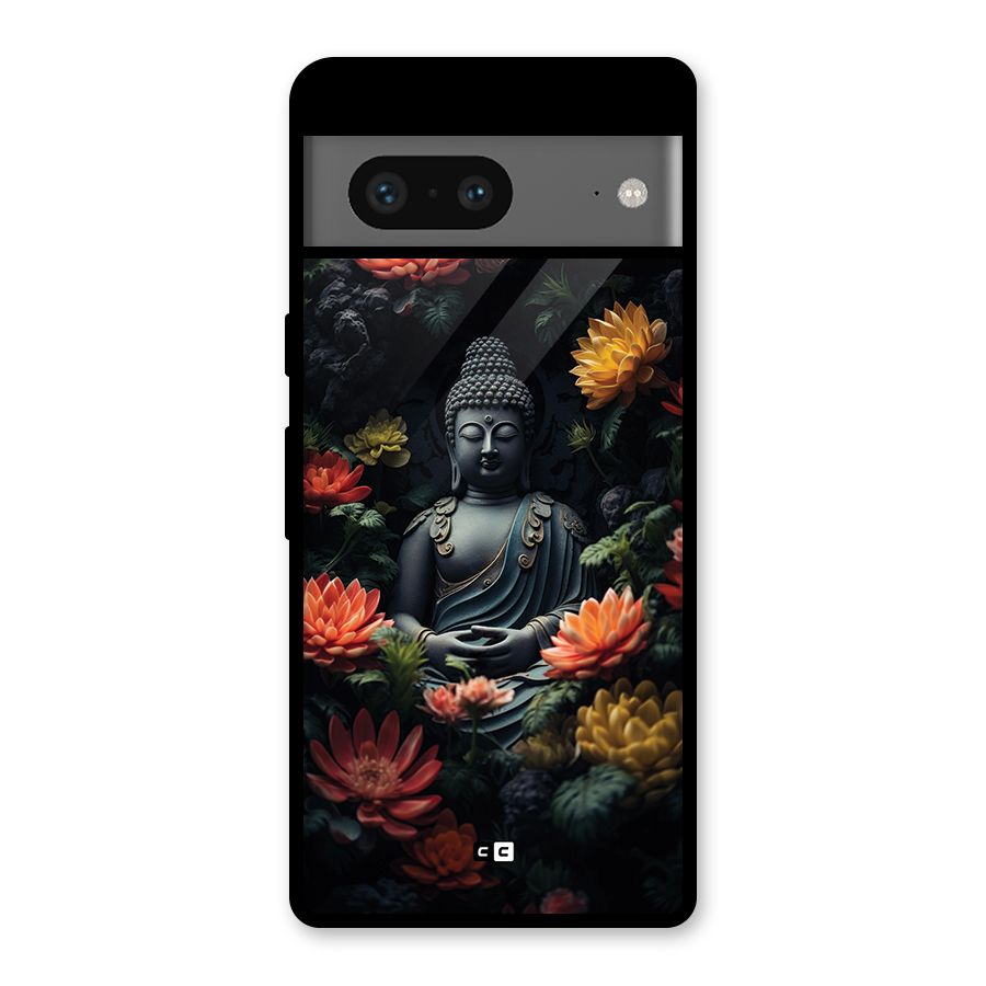 Buddha With Flower Glass Back Case for Google Pixel 7