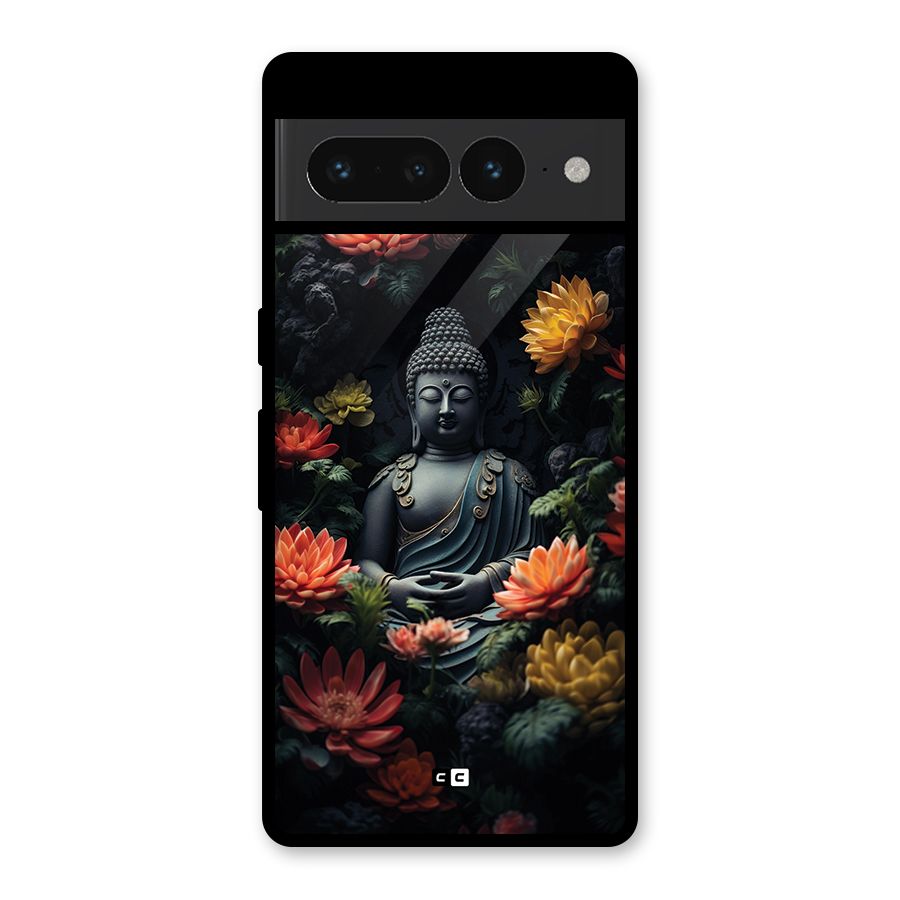 Buddha With Flower Glass Back Case for Google Pixel 7 Pro