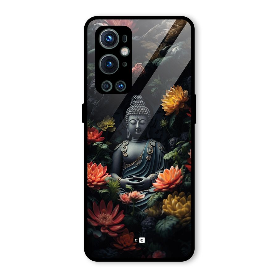 Buddha With Flower Glass Back Case for OnePlus 9 Pro