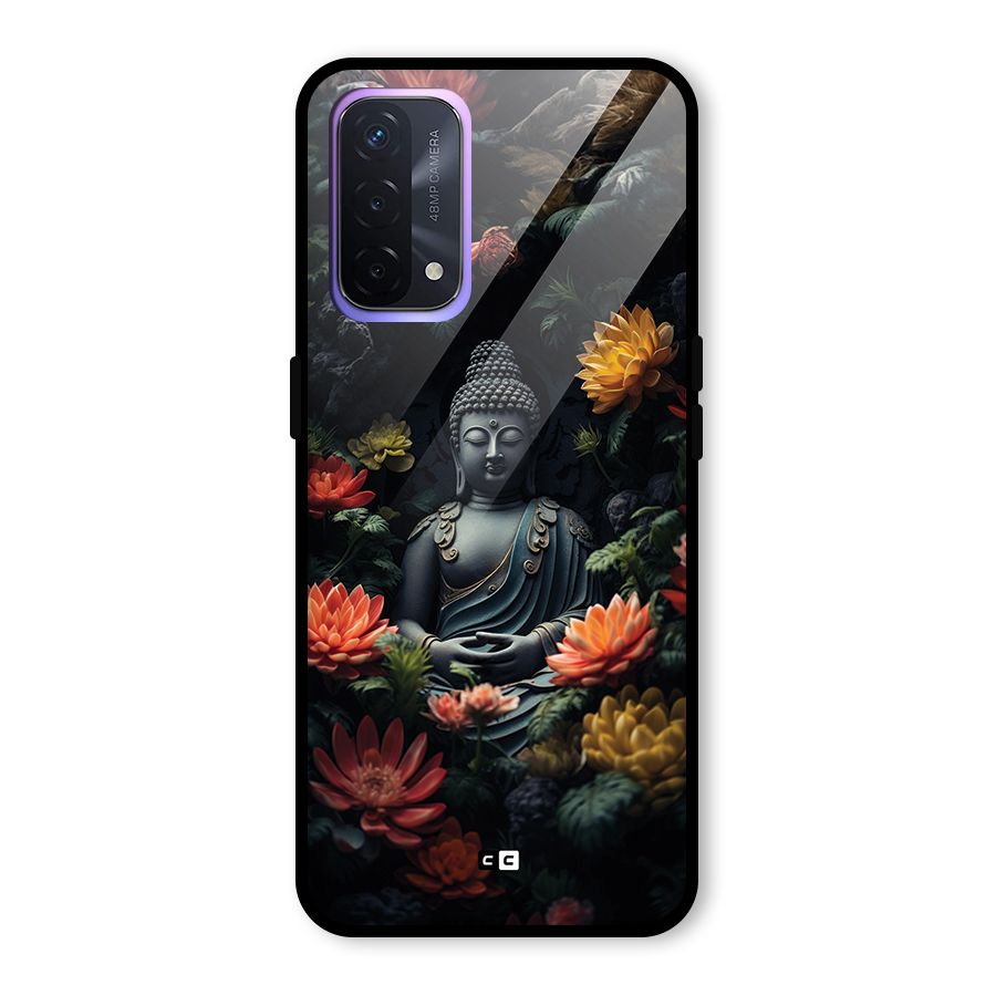 Buddha With Flower Glass Back Case for Oppo A74 5G