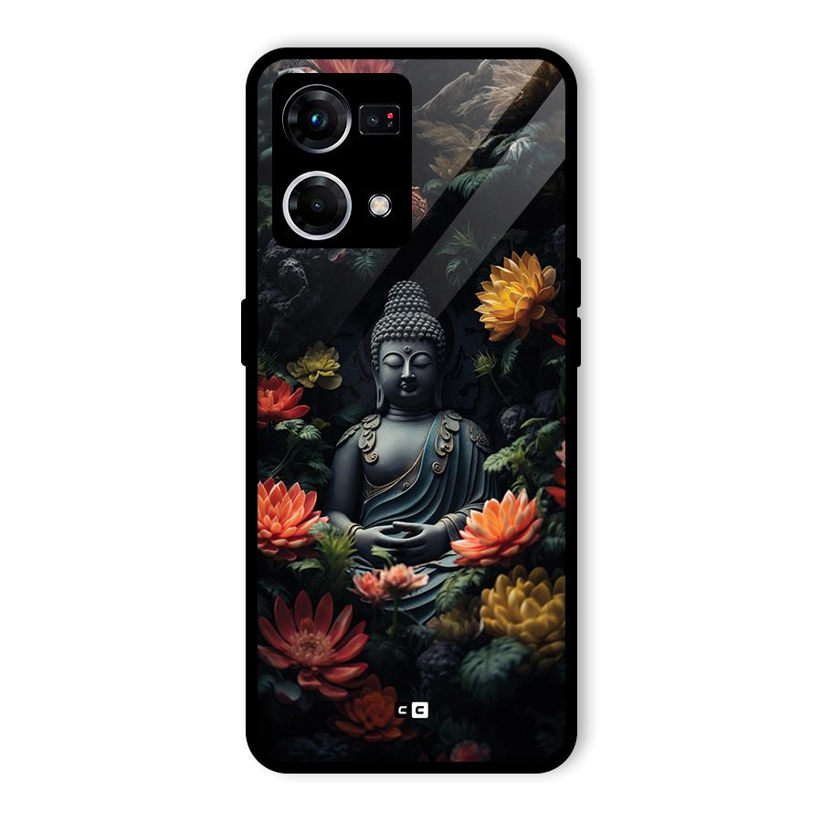Buddha With Flower Glass Back Case for Oppo F21s Pro 4G