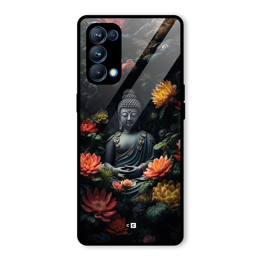 Buddha With Flower Glass Back Case for Oppo Reno5 Pro 5G