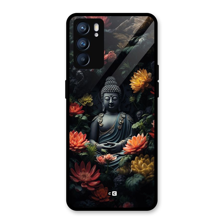 Buddha With Flower Glass Back Case for Oppo Reno6 5G