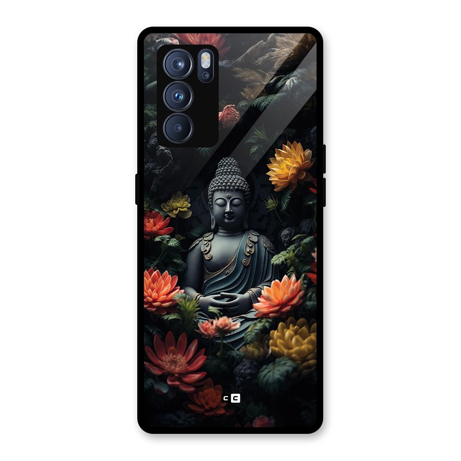 Buddha With Flower Glass Back Case for Oppo Reno6 Pro 5G