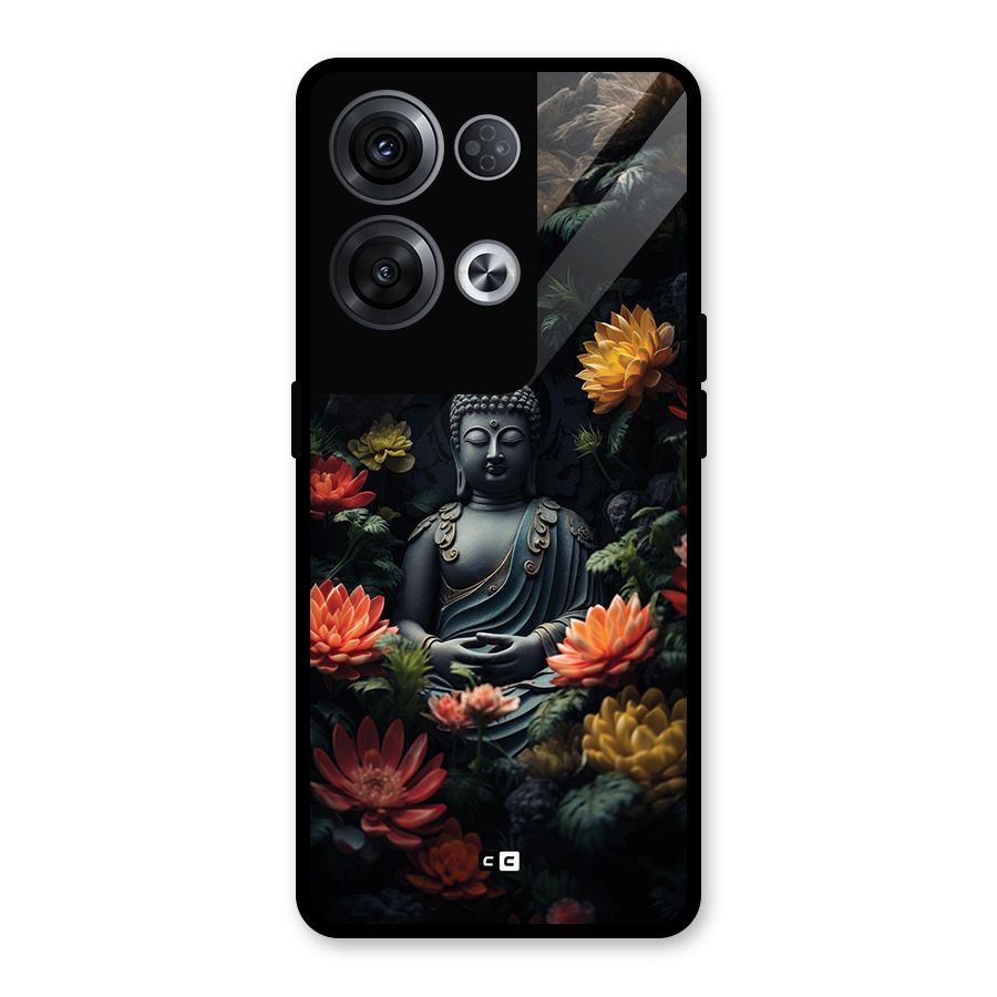 Buddha With Flower Glass Back Case for Oppo Reno8 Pro 5G
