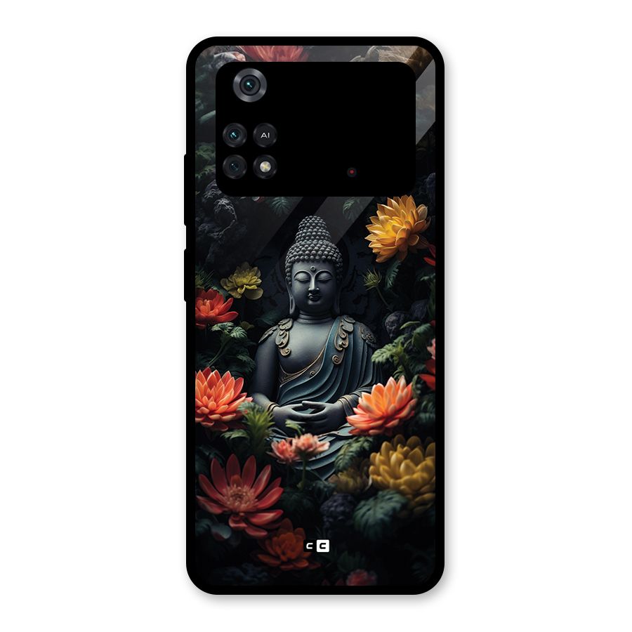 Buddha With Flower Glass Back Case for Poco M4 Pro 4G