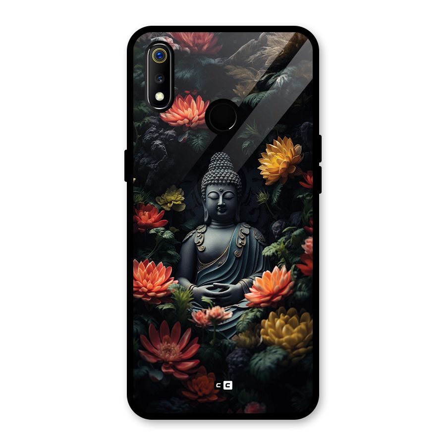 Buddha With Flower Glass Back Case for Realme 3