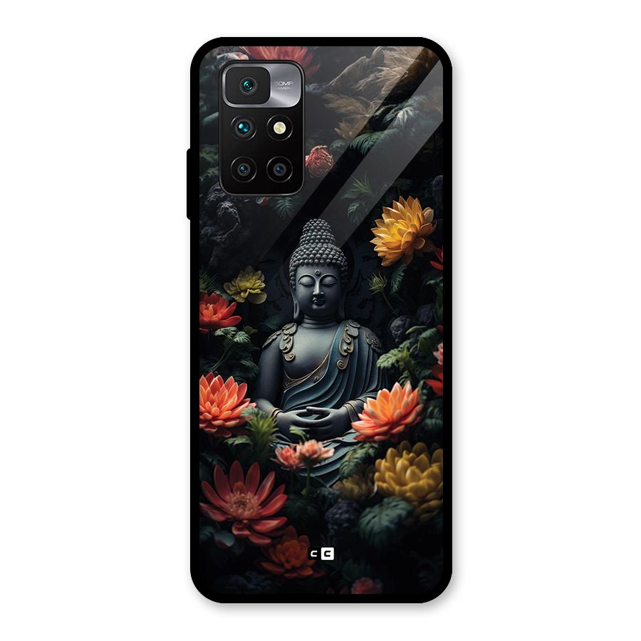 Buddha With Flower Glass Back Case for Redmi 10 Prime