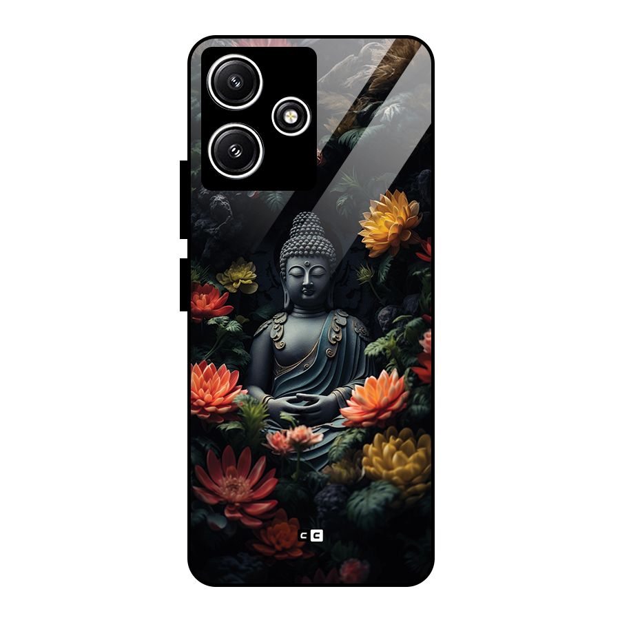 Buddha With Flower Glass Back Case for Redmi 12 5G