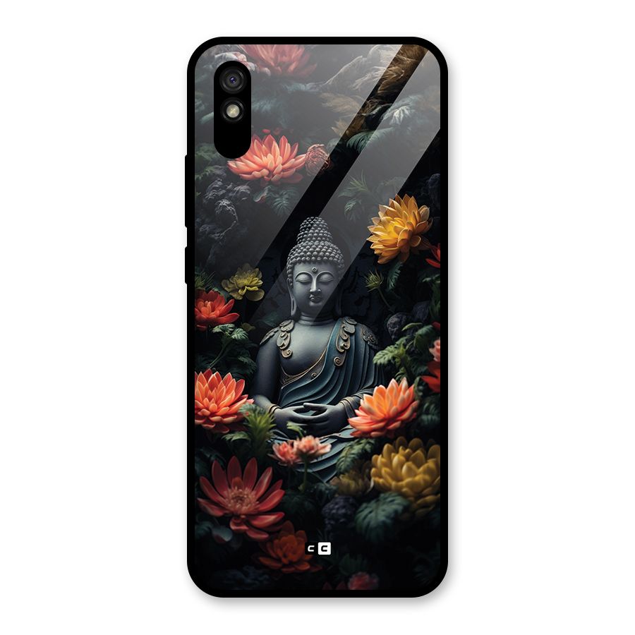 Buddha With Flower Glass Back Case for Redmi 9A