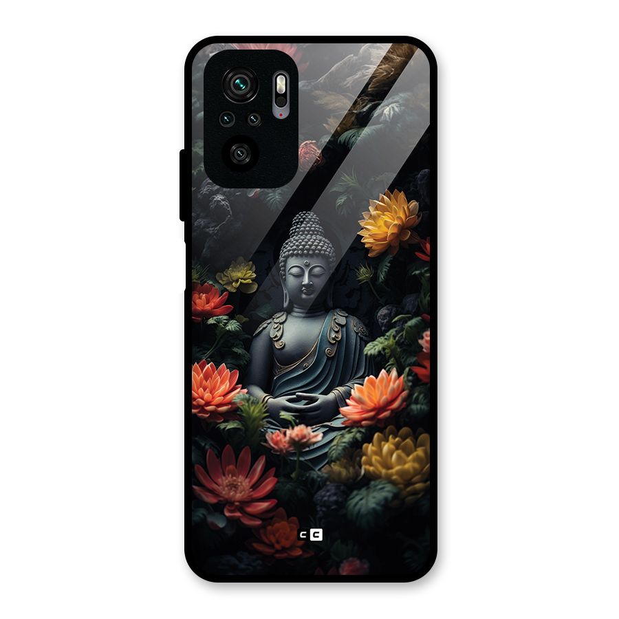 Buddha With Flower Glass Back Case for Redmi Note 10S