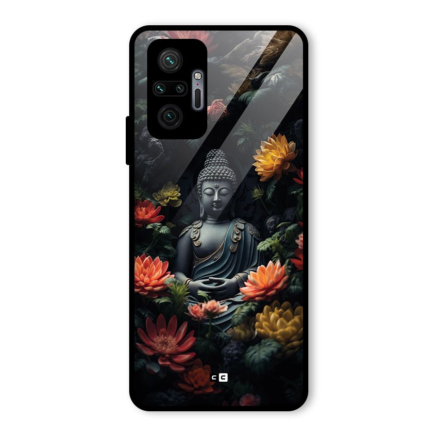 Buddha With Flower Glass Back Case for Redmi Note 10 Pro