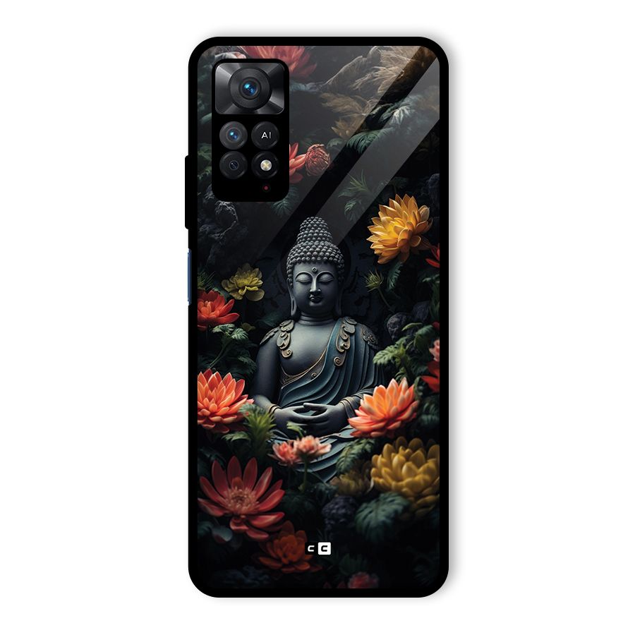 Buddha With Flower Glass Back Case for Redmi Note 11 Pro