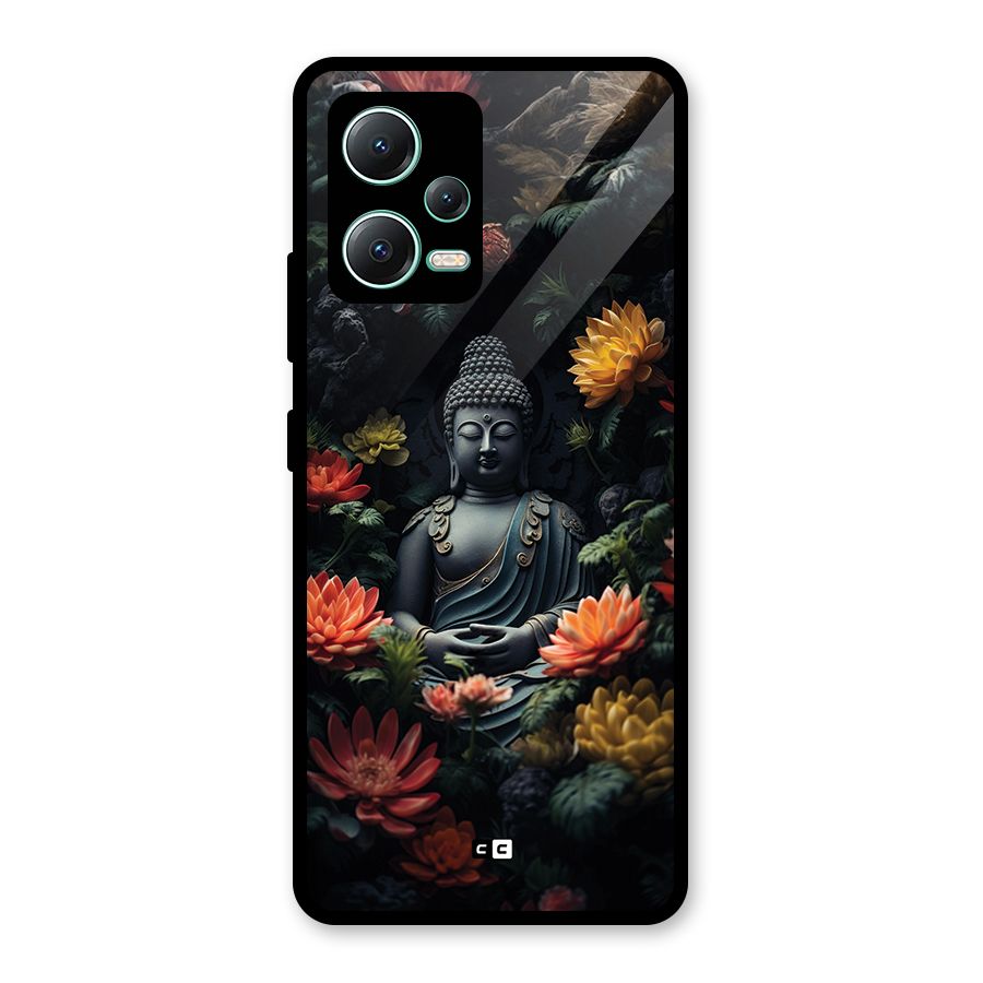 Buddha With Flower Glass Back Case for Redmi Note 12 5G