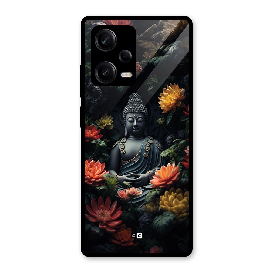 Buddha With Flower Glass Back Case for Redmi Note 12 Pro