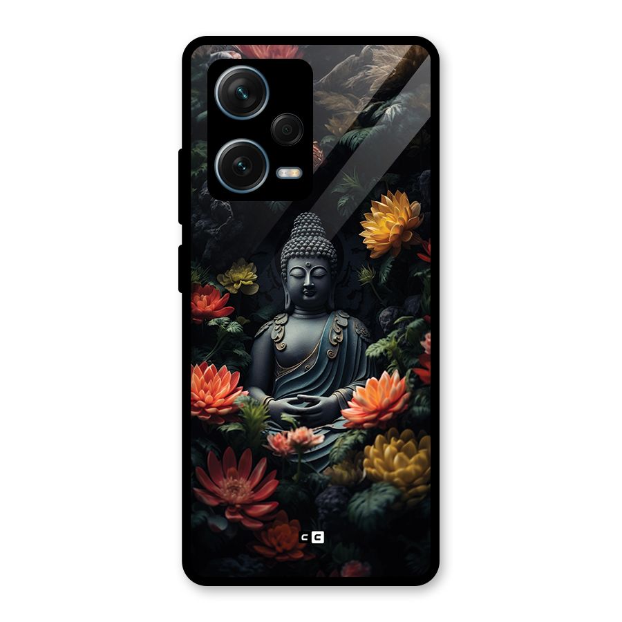 Buddha With Flower Glass Back Case for Redmi Note 12 Pro Plus 5G