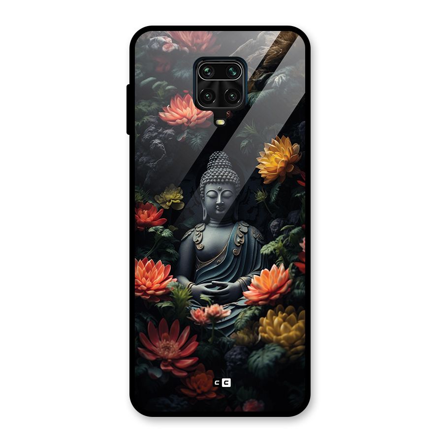 Buddha With Flower Glass Back Case for Redmi Note 9 Pro
