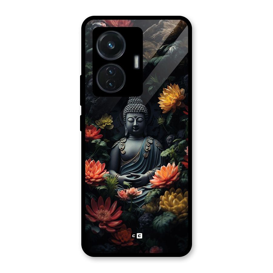 Buddha With Flower Glass Back Case for Vivo T1 44W