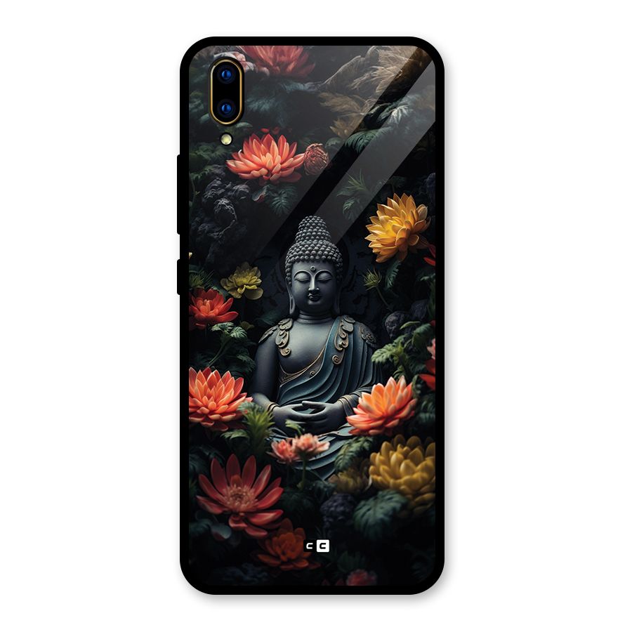 Buddha With Flower Glass Back Case for Vivo V11 Pro