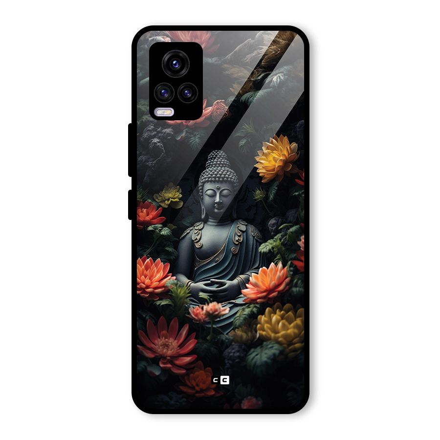 Buddha With Flower Glass Back Case for Vivo V20
