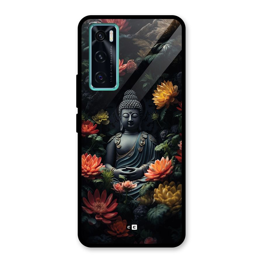 Buddha With Flower Glass Back Case for Vivo V20 SE