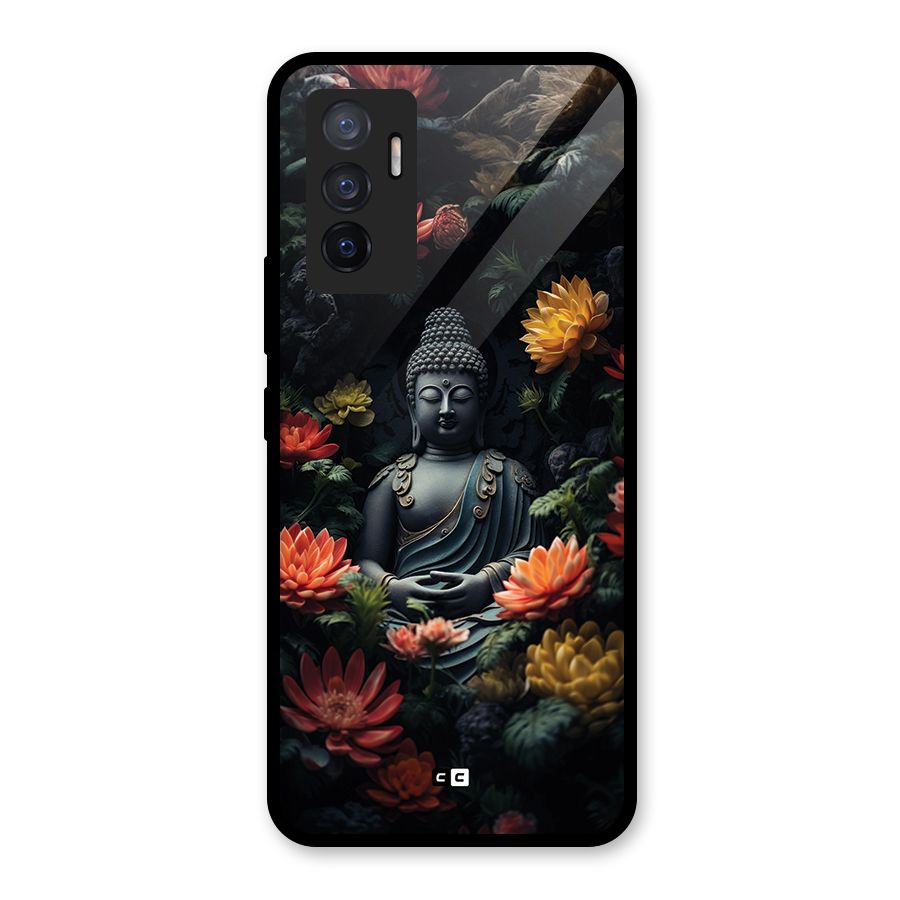 Buddha With Flower Glass Back Case for Vivo V23e