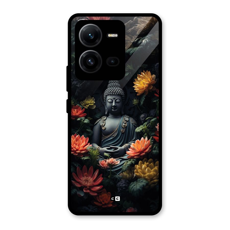 Buddha With Flower Glass Back Case for Vivo V25