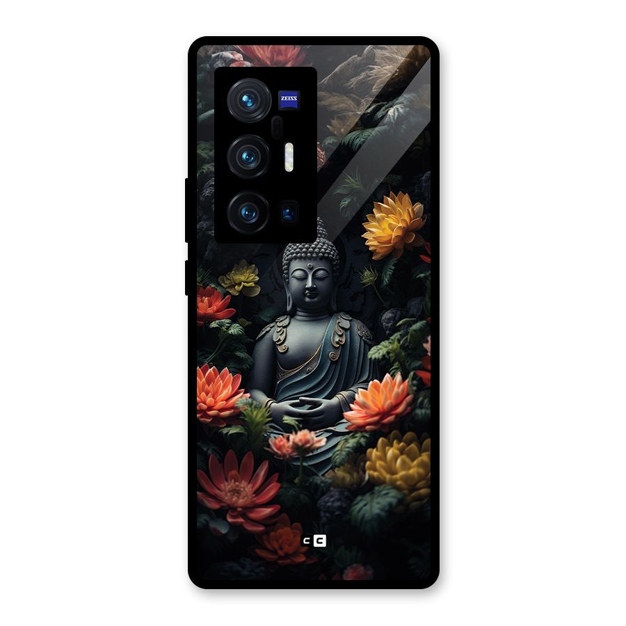 Buddha With Flower Glass Back Case for Vivo X70 Pro Plus