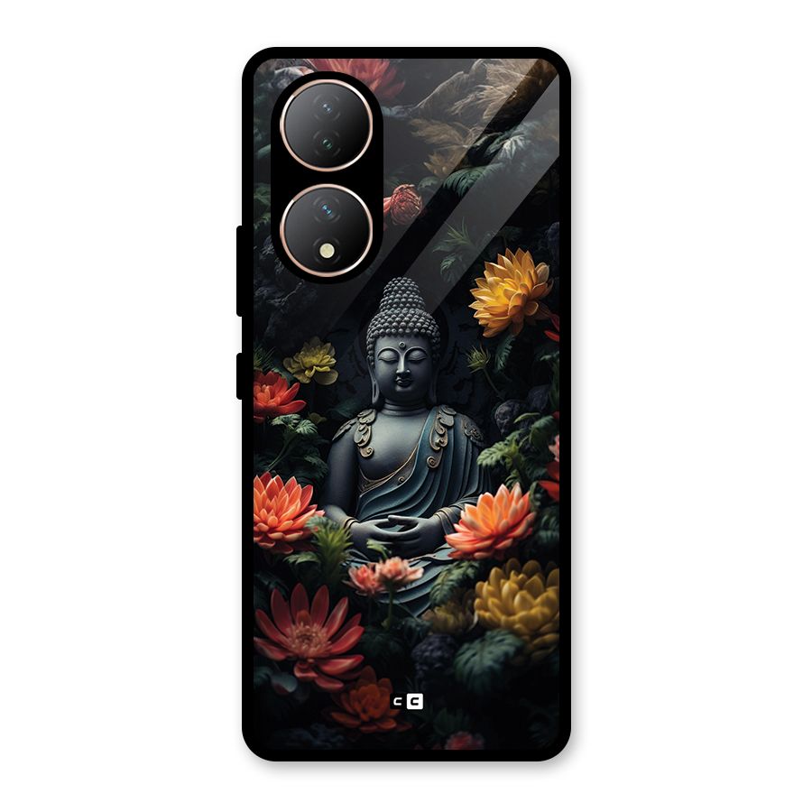 Buddha With Flower Glass Back Case for Vivo Y100A